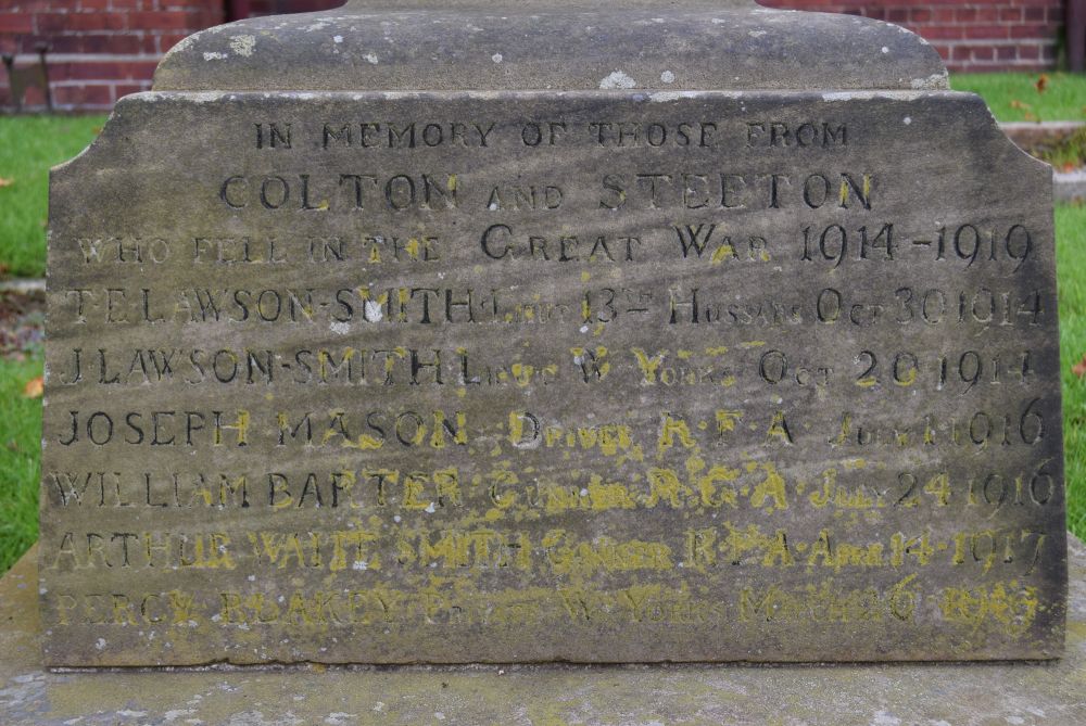 Colton war memorial inscription